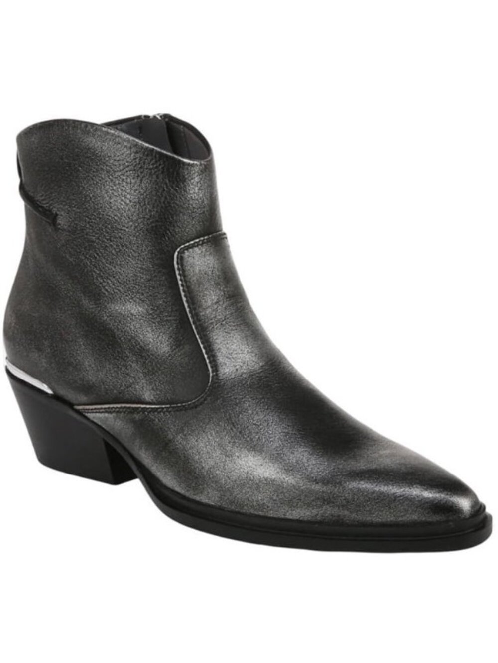 Franco Sarto A-Blake Black Silver Leather Pointed Toe Booties Size 6 New
